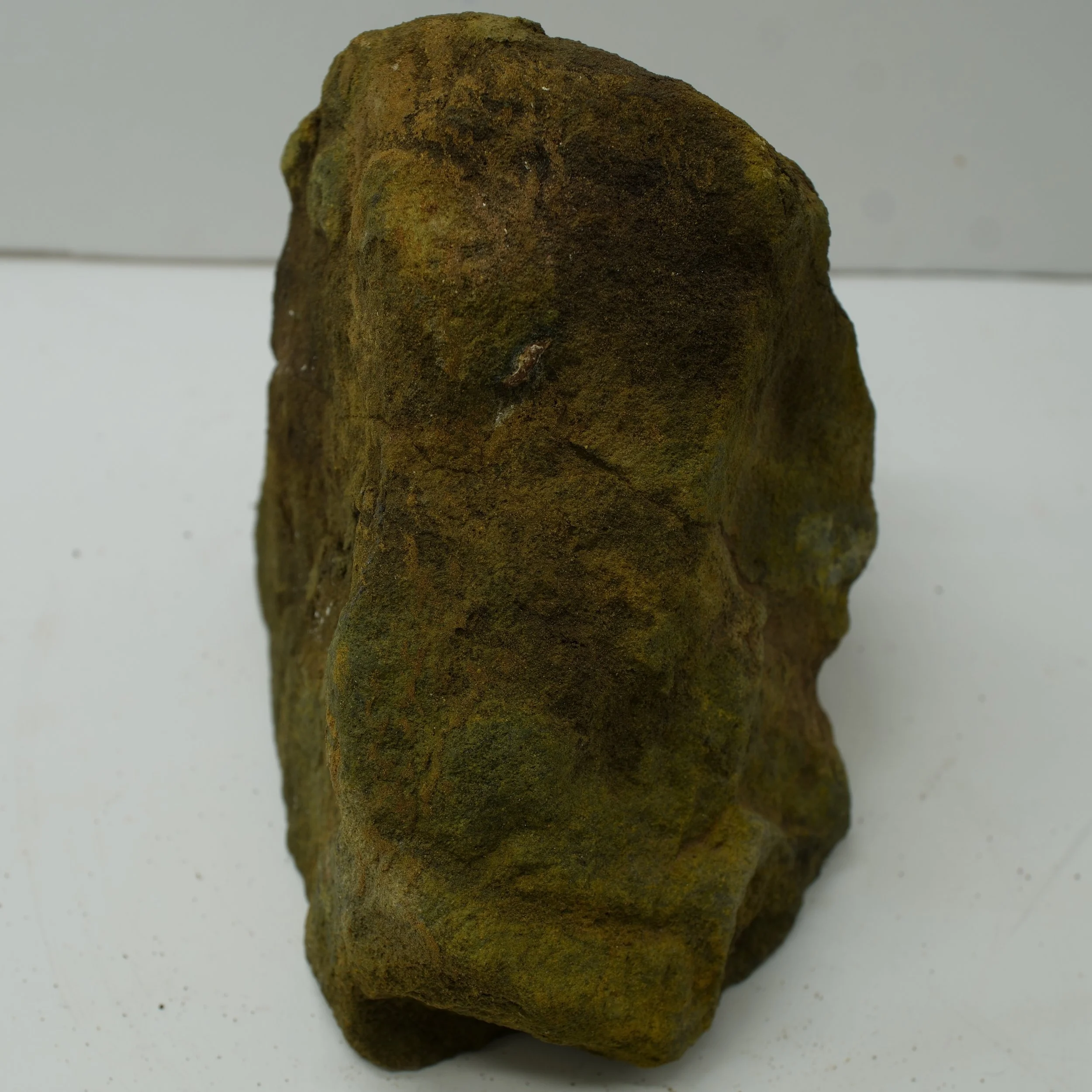 Large Utah carnotite uranium ore specimen with yellow-green secondary mineralization measuring 5 inches and emitting 30,000 CPM