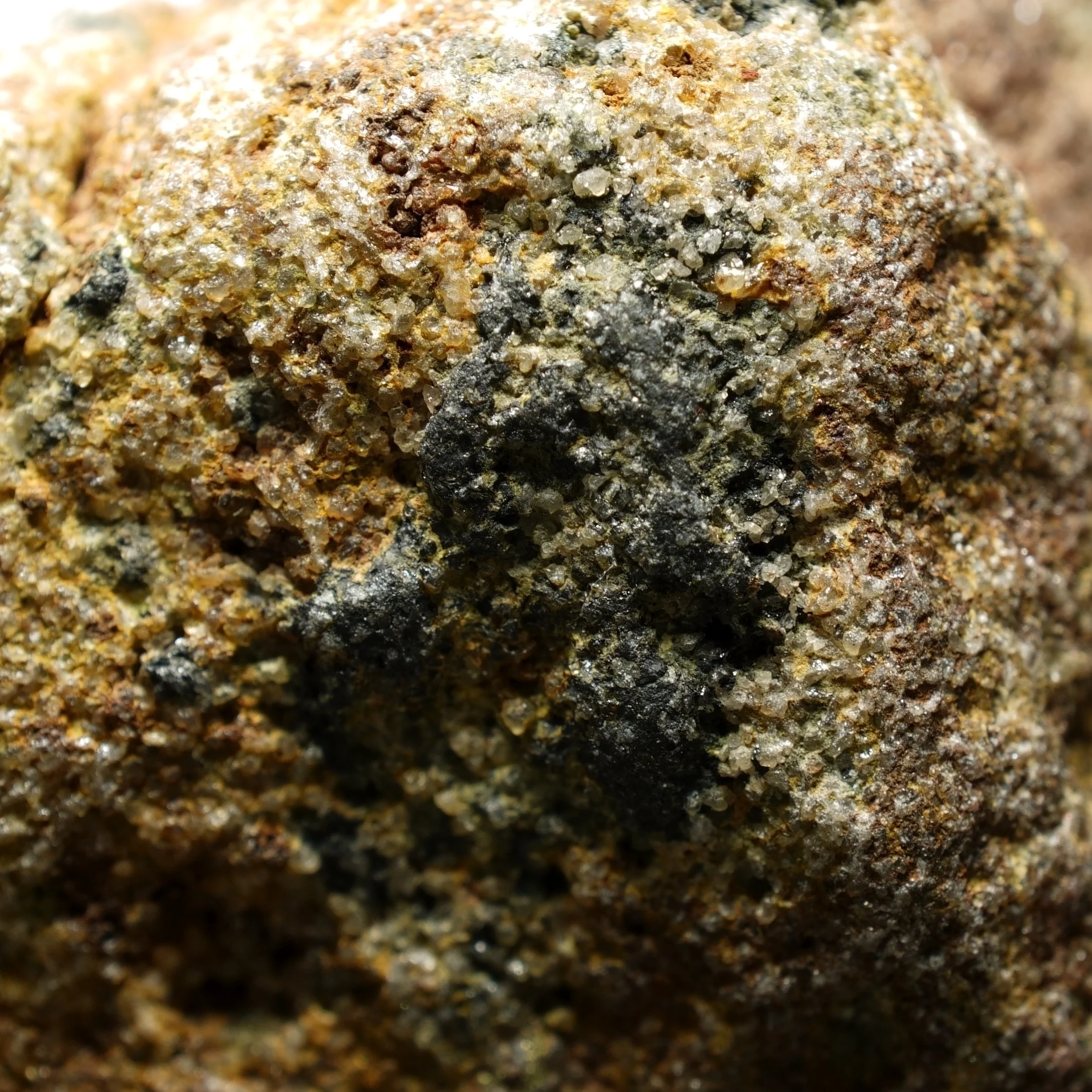 Uraninite uranium ore embedded in quartz matrix with iron staining high activity radioactive mineral specimen
