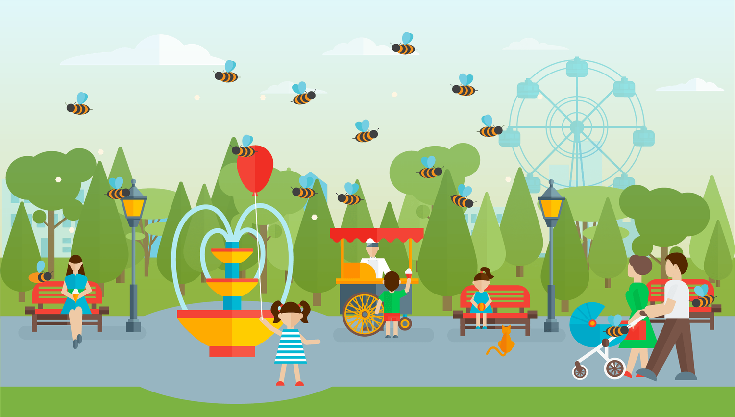 опиши картинку для детей. парк стоковые иллюстрации. There were people in the park. картинки для описание н ааншлийском. дети в парке иллюстрации.