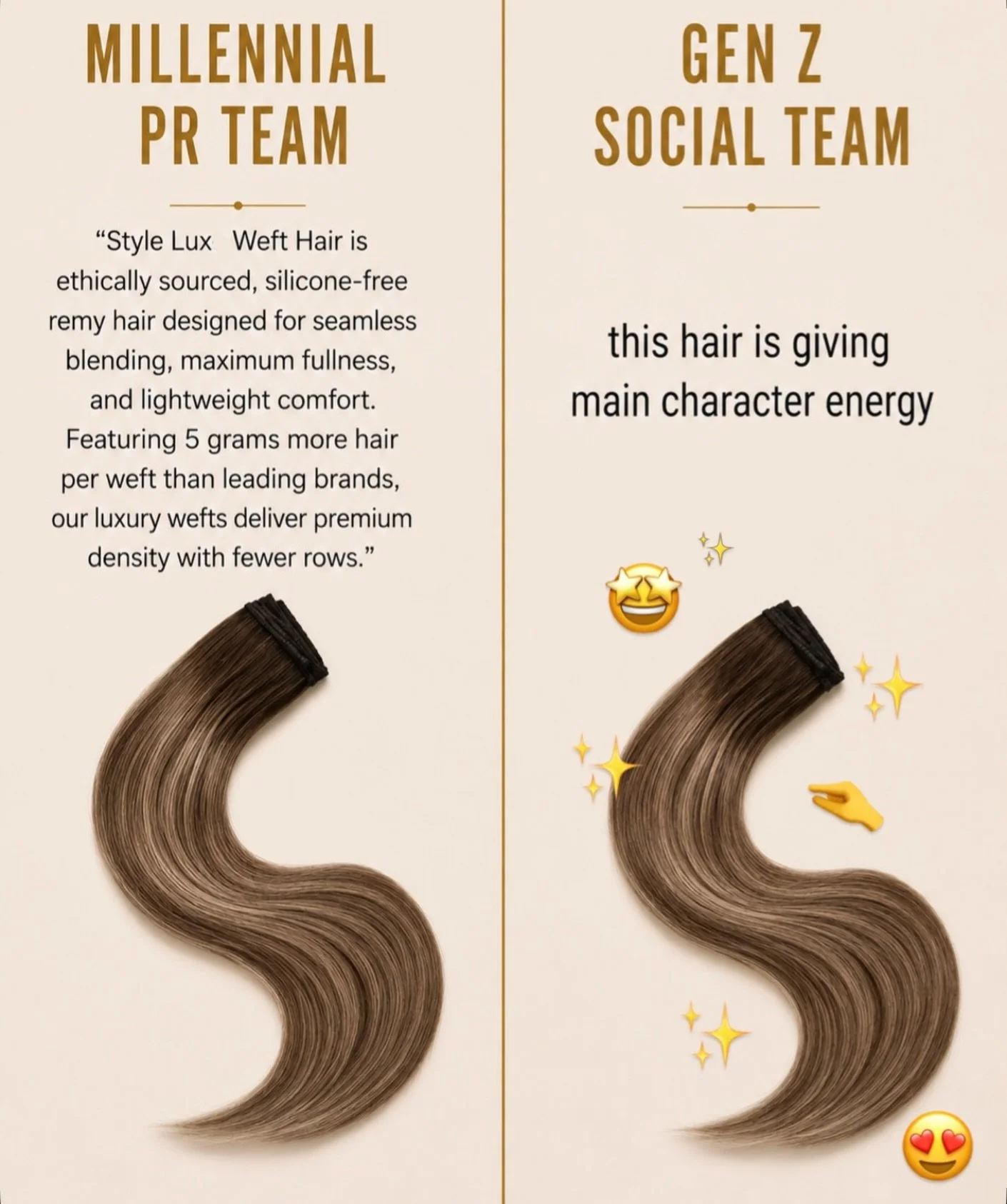 They&rsquo;re both saying the same thing&hellip; just with a different delivery 🤍

Because at the end of the day, if you&rsquo;re getting new @styleluxextensions at AP Luxe, your hair is going to give main character energy either way.