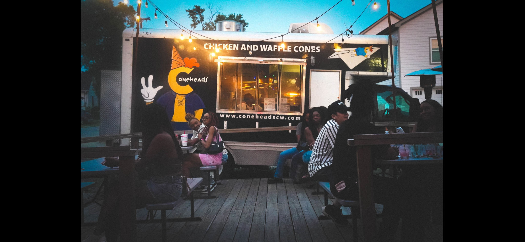 Coneheads food truck serving customers outside Plane Jane in East Nashville