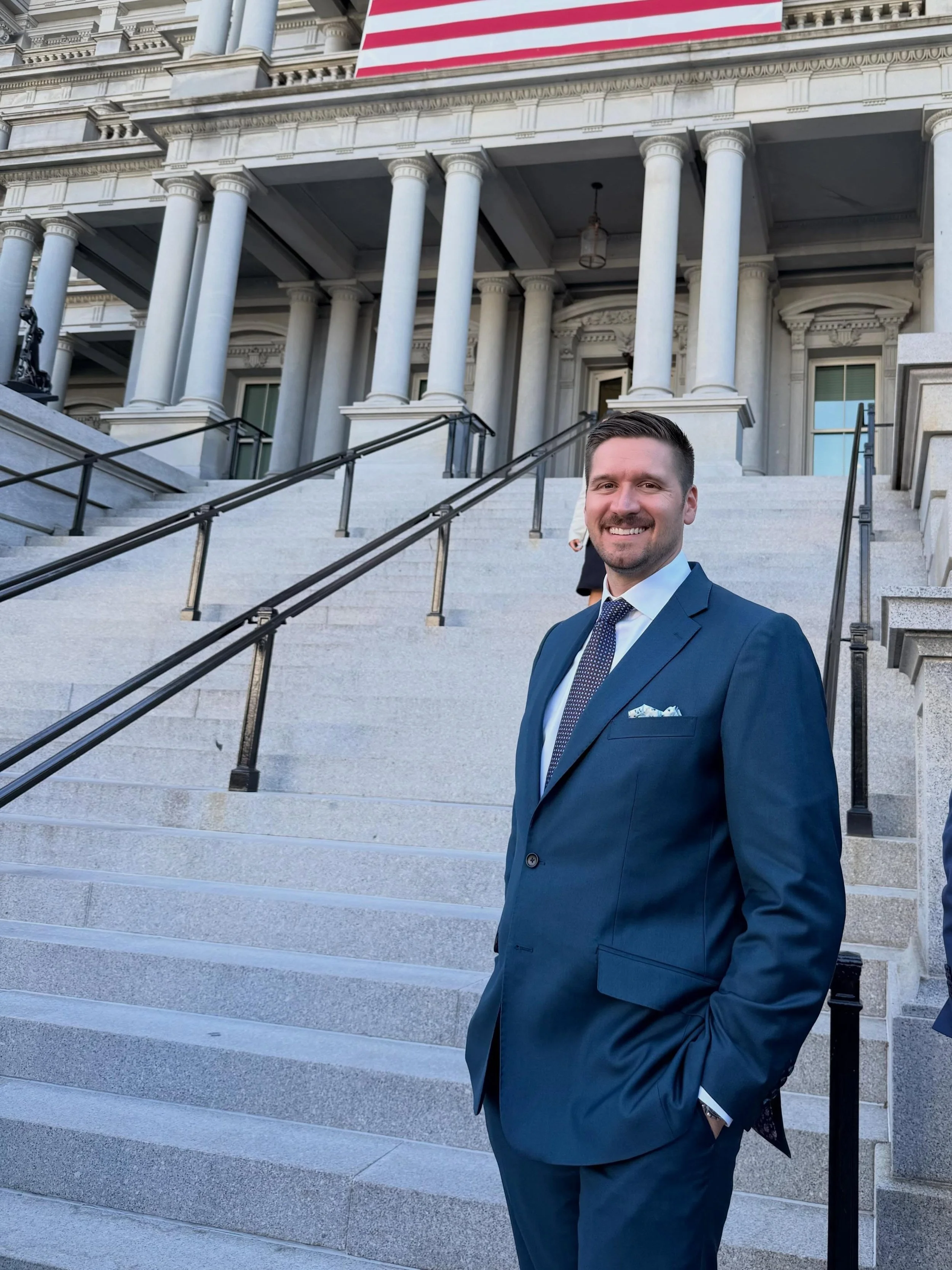 Even guys need color analysis. There are better options out there than just black, gray and navy. 

My son-in-law needed a suit in one of his best neutrals, marine navy, for a trip to Washington, DC. He had it custom made and I think it turned out fa