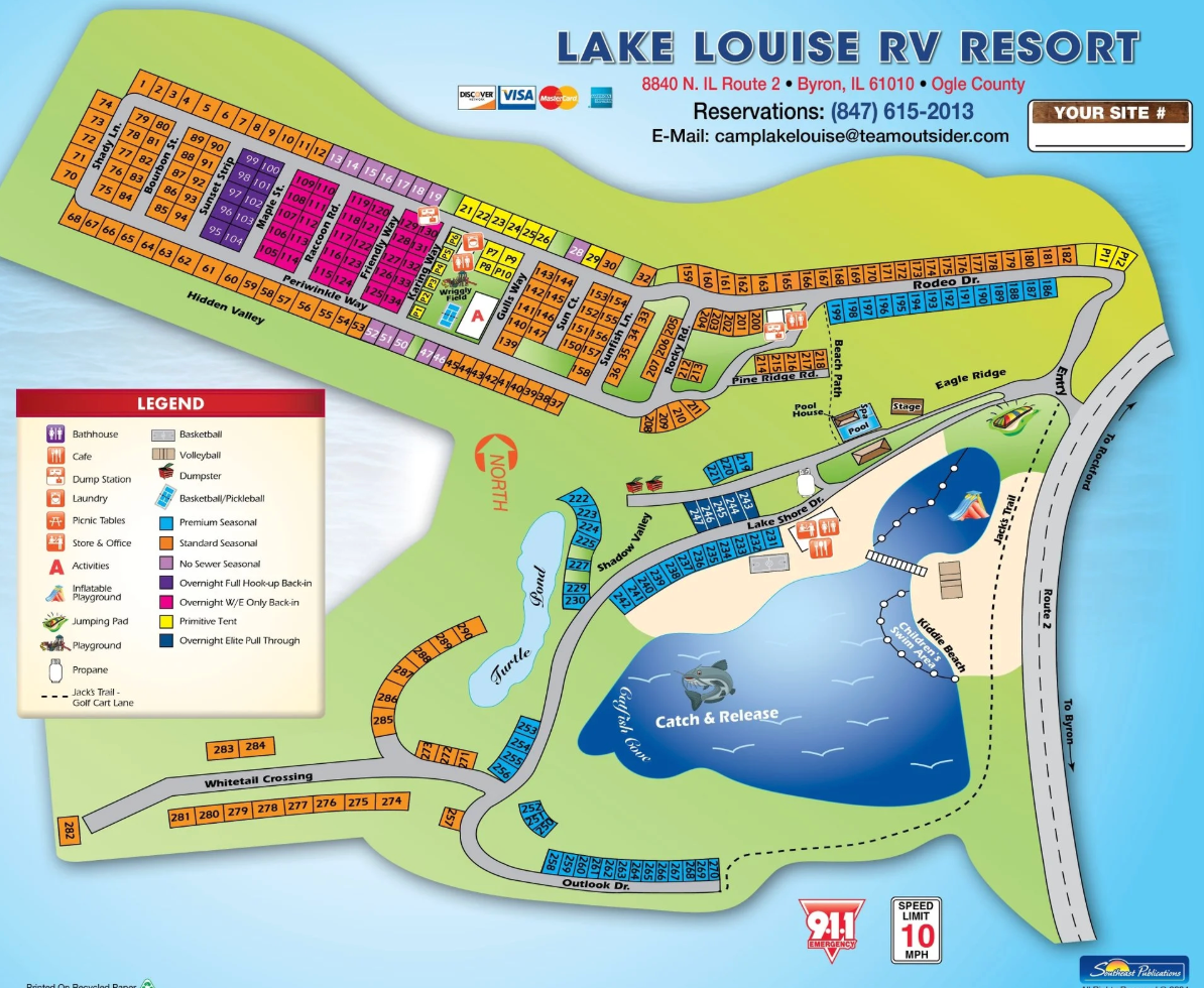Lake Louise RV Resort numbered campground map