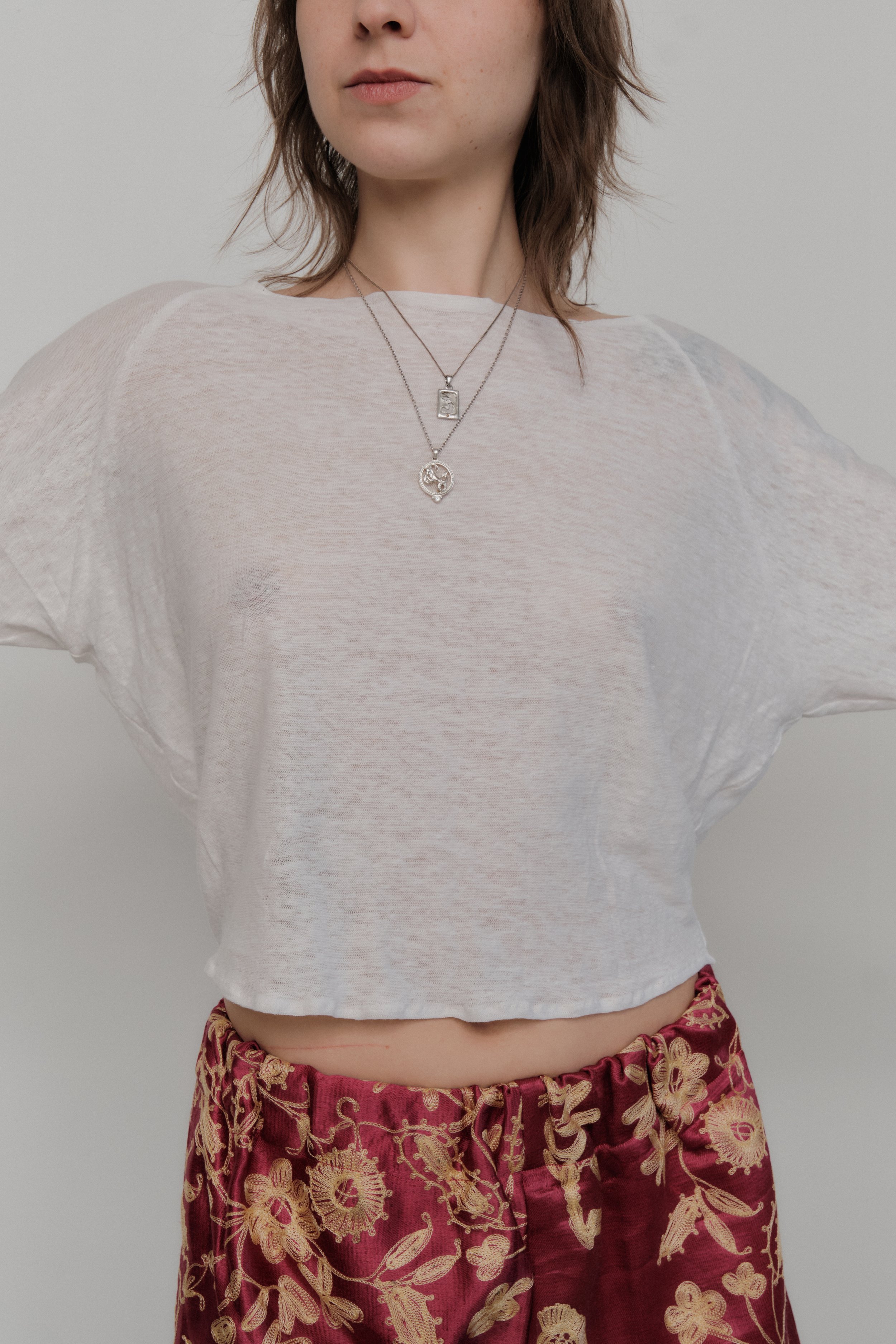 Peony top, white