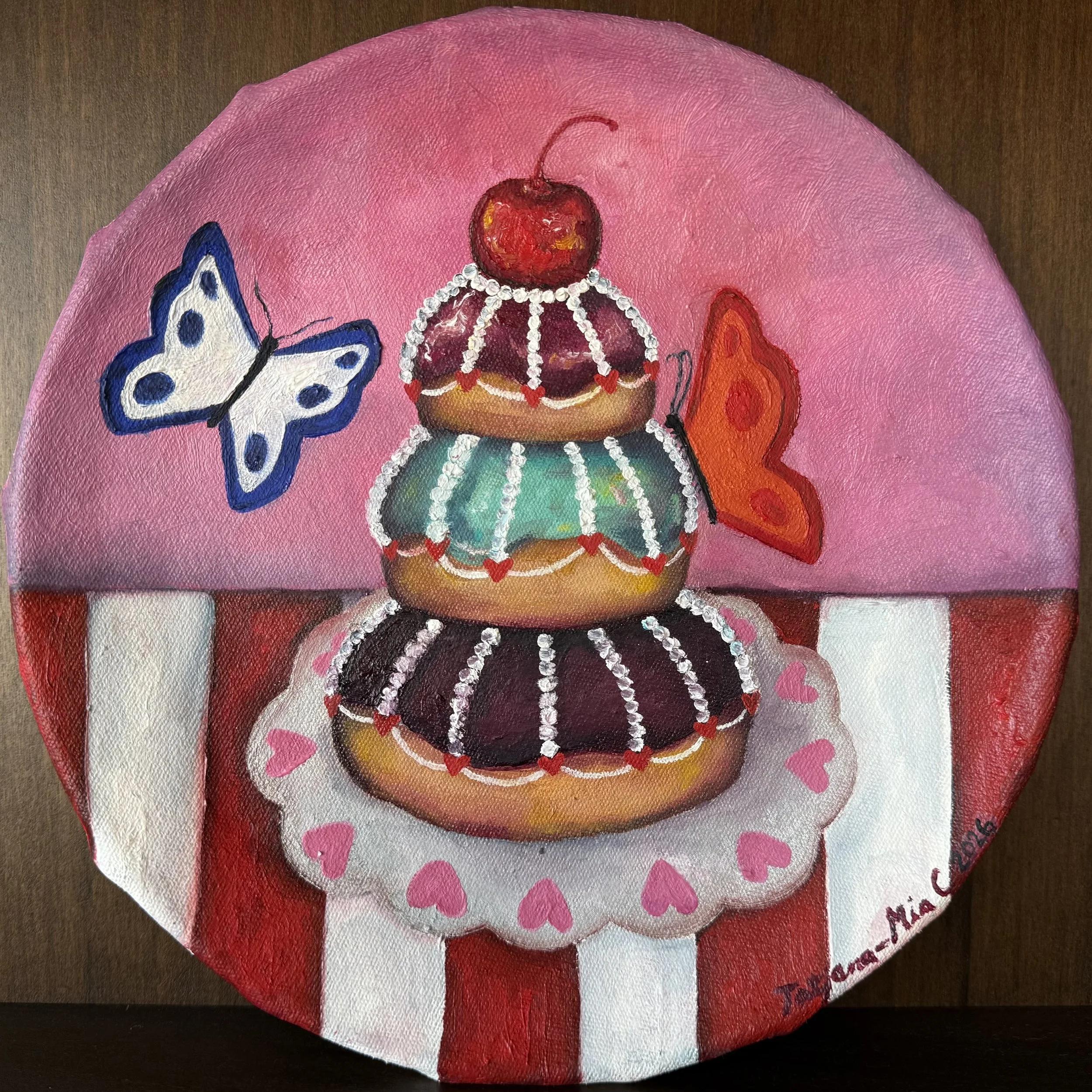 "Pour Simone" ~
Oil on Canvas on a plate