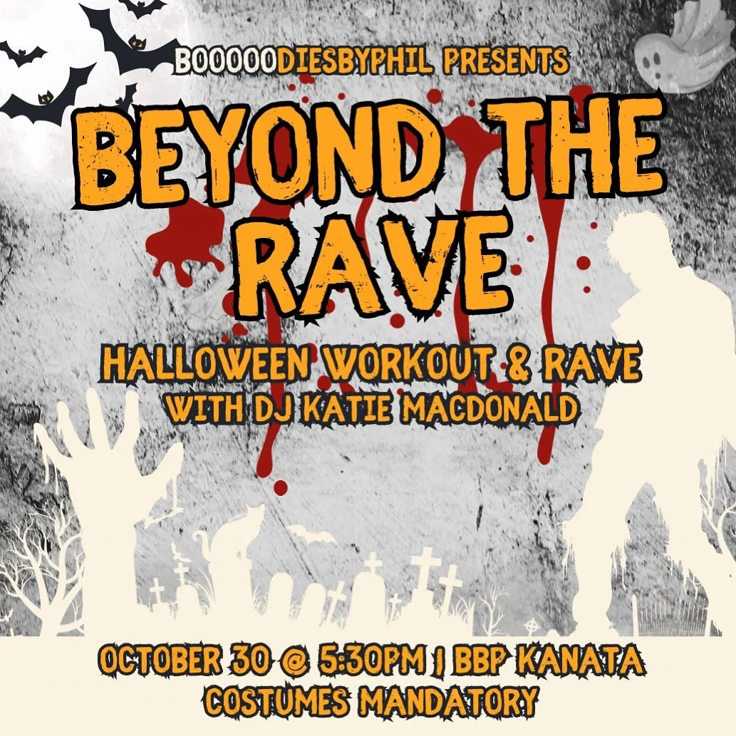 ππ» WARNING: You will sweat through your costume! π»π
Come get spooky and sweaty at Beyond the Rave—the only workout where zombies and squats go hand in hand. π§‍βοΈ Featuring beats by the freakishly awesome DJ Katie MacDonald, it’s
