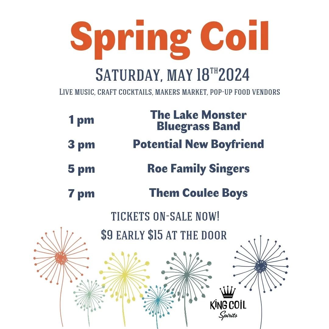 Join us for a great day of Music, Food and Craft Cocktails on the Vandalia Tower Plaza for Spring Coil Roots Music Fest. Featuring a great lineup of local Bluegrass and Old-time Country artists, food and drink specials, makers market and more.

We're