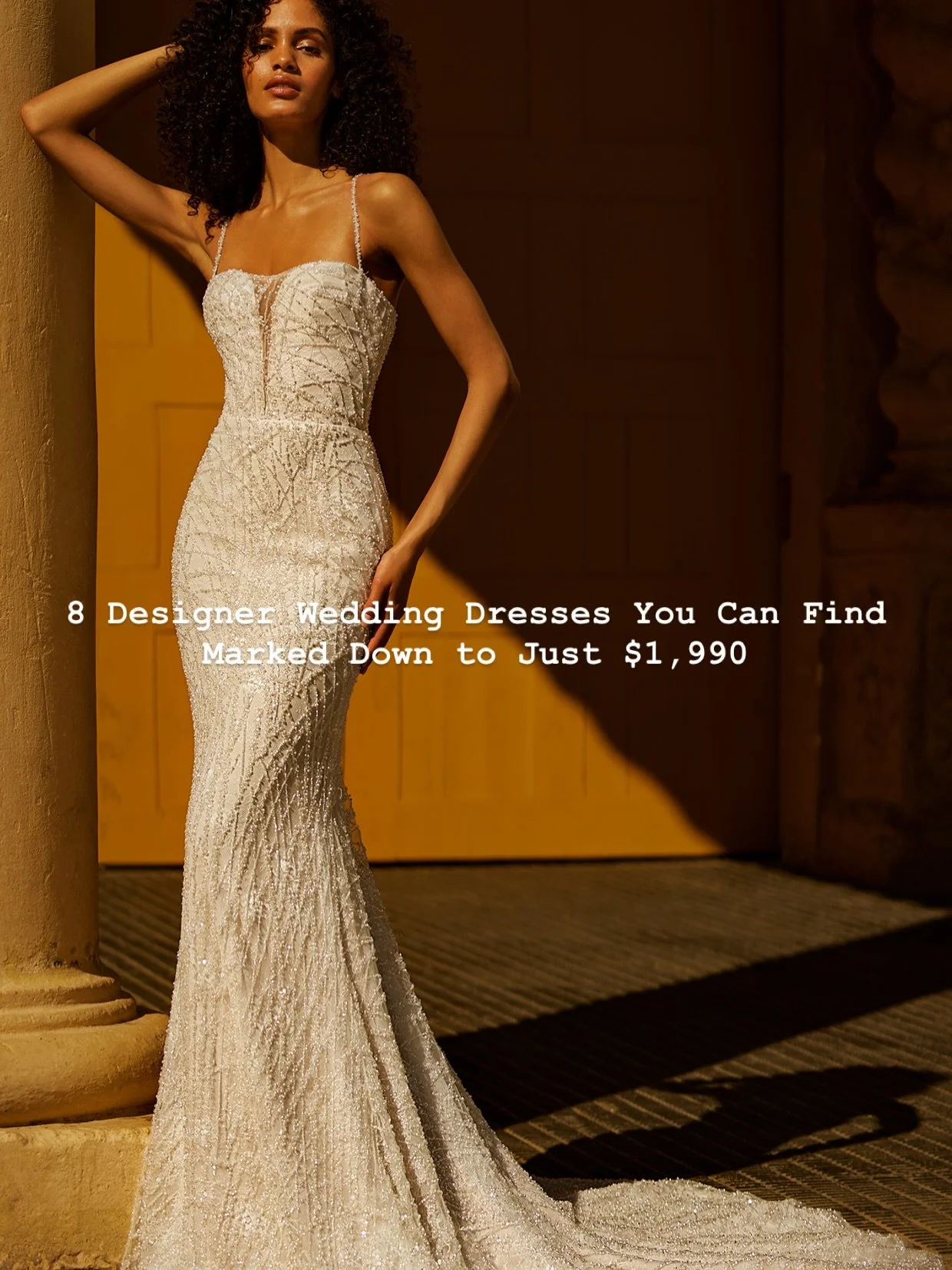 Eight dresses you can find marked down to just $1,990 at The Find Bridal Outlet right now &mdash; we just lowered the prices in these designer wedding gowns from Ines Di Santo, Reem Acra, Nicole + Felicia, and more. 
1. Sonneto by Ines Di Santo
2. Co