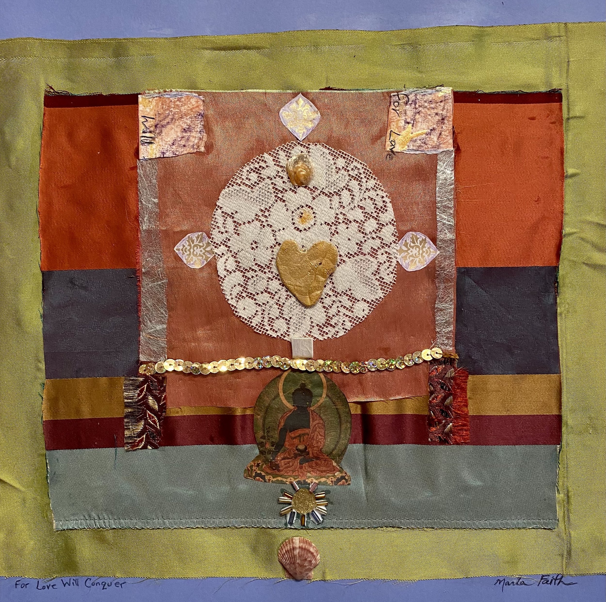 Love Will Conquer, mixed media collage, 16:x16: