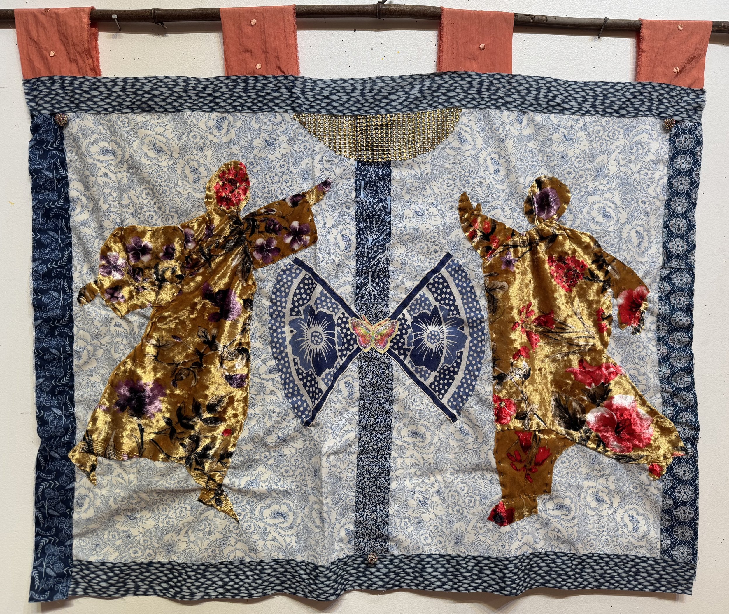 Amaterasu, hand sewn fabric hanging, 30"x35"
