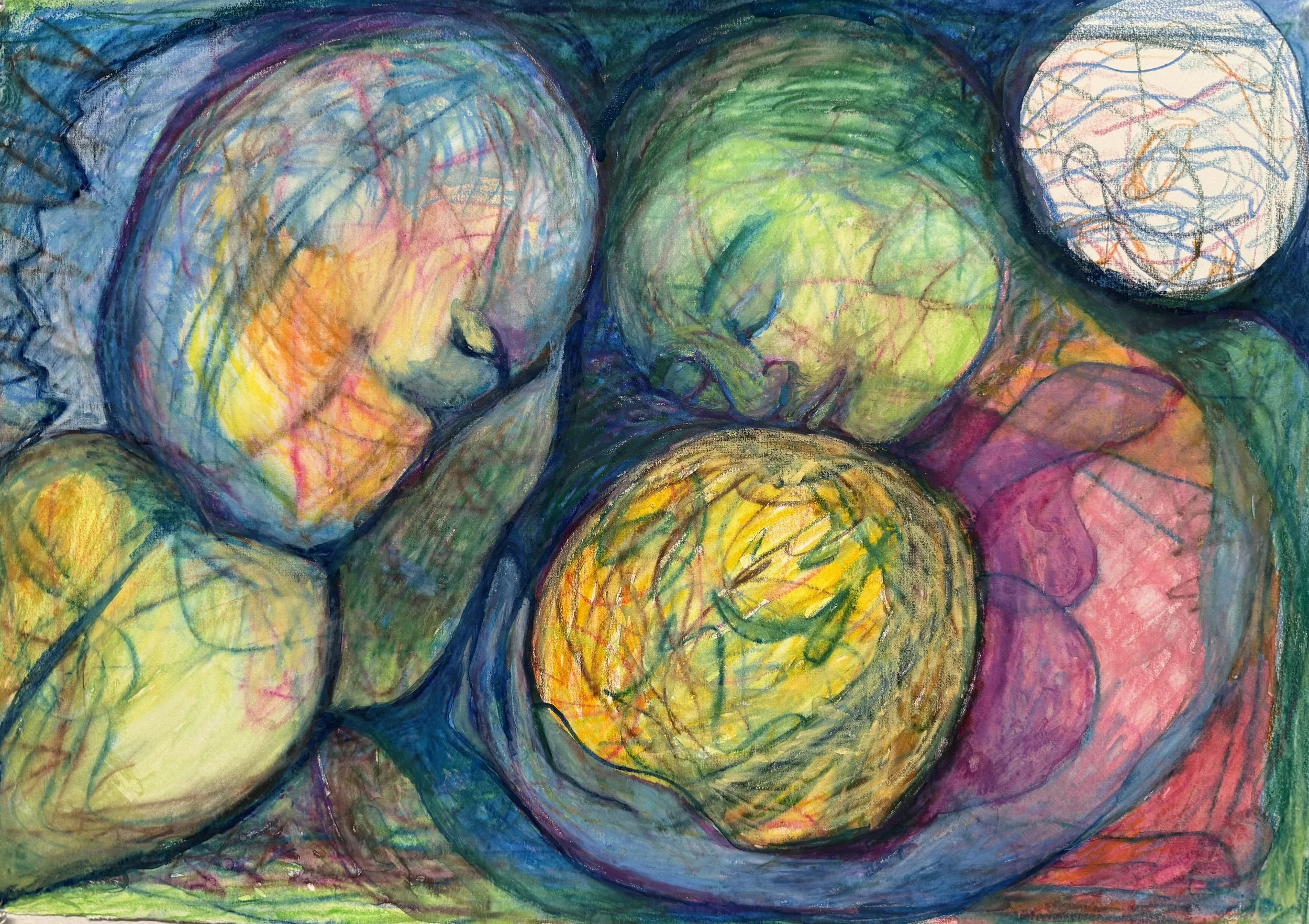 Prayer For the World, water soluble crayon, 15"x21"