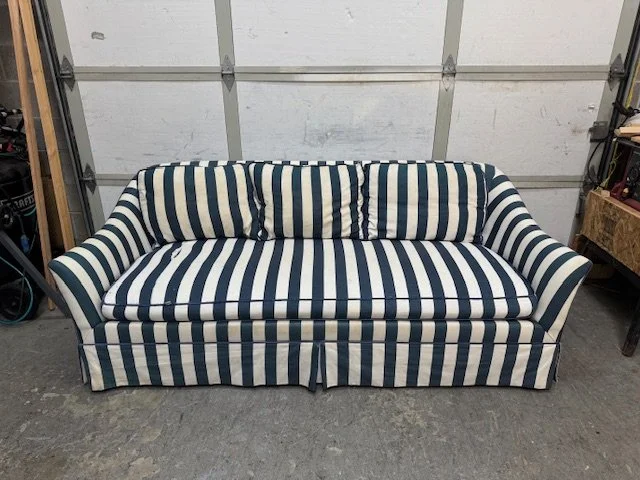 Striped Couch Before Picture