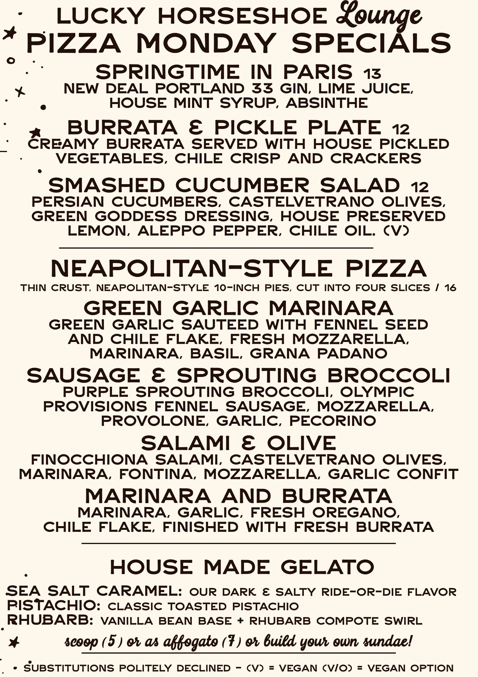Pizza Menu