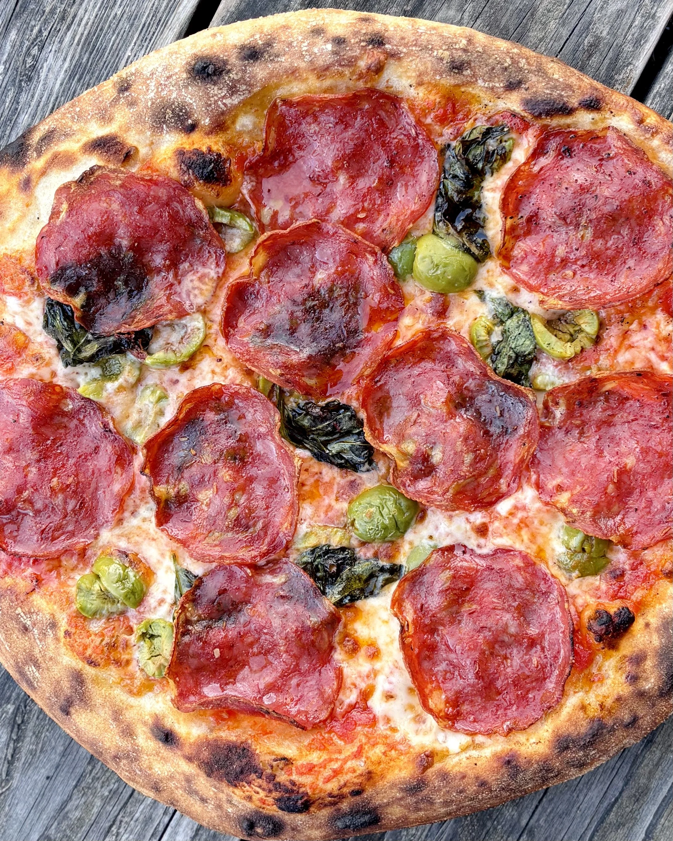 Soppressata and Olive Pizza