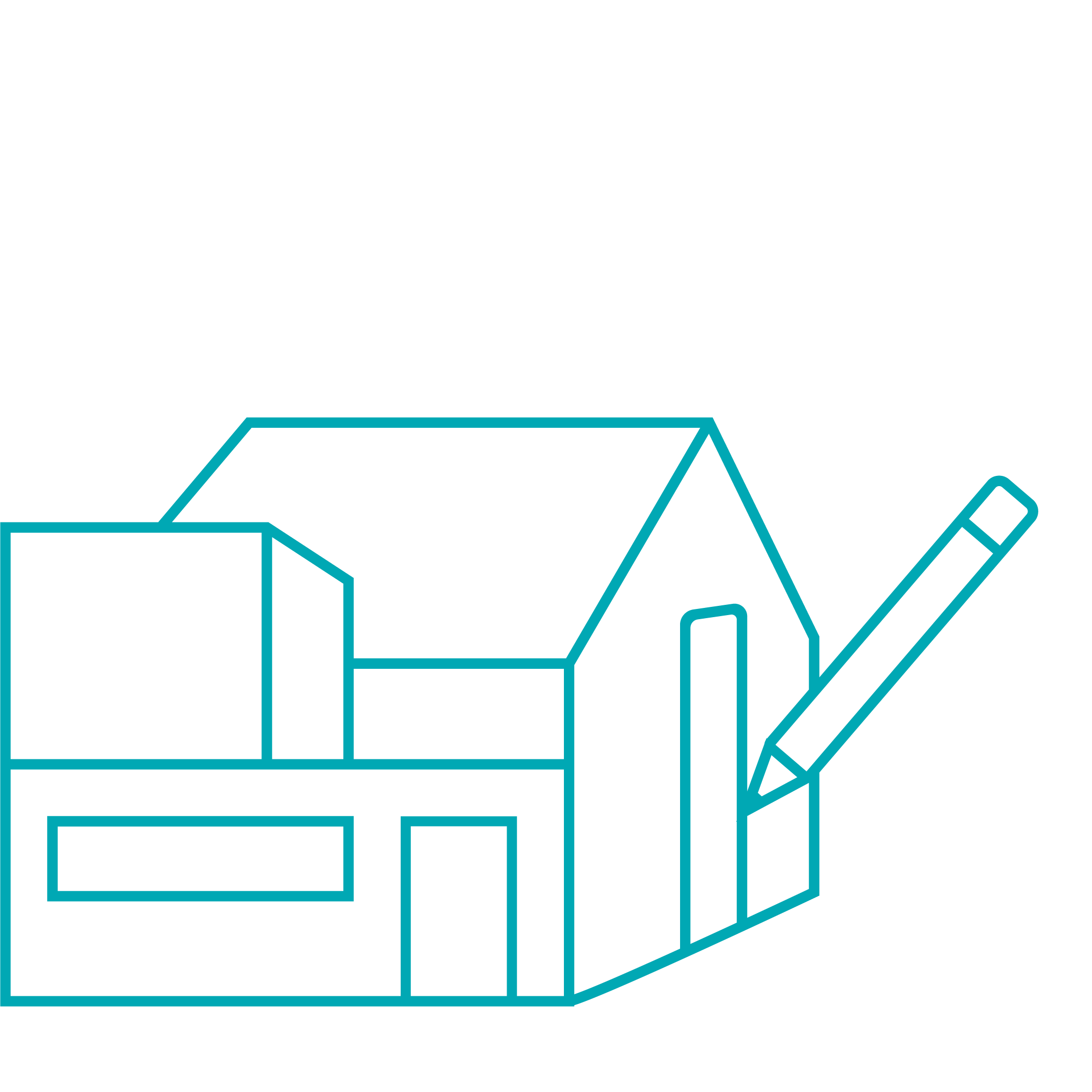 Outline of a house with a pencil