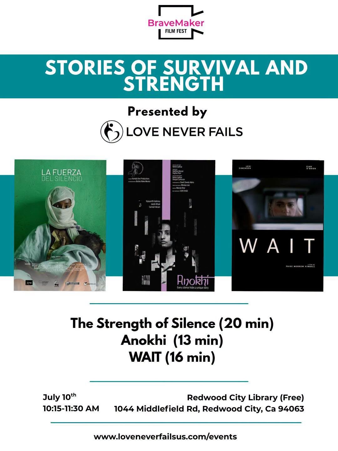 Bravemaker Film Festival: Stories of Survival and Strength Presented by Love Never Fails