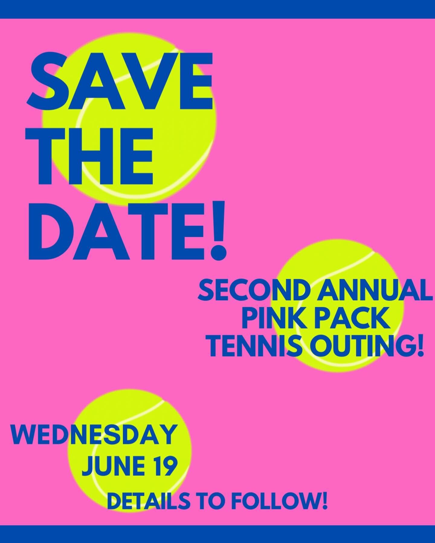 Save the date June 19th!! Can&rsquo;t wait for our second annual tennis fundraiser this year! Stay tuned for more details🎾🩷
