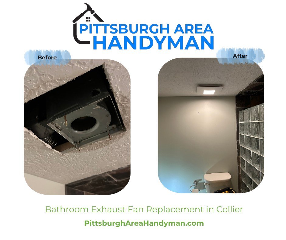 Letting moisture build up is a sure way to end up with mold, mildew, or other problems. Get your dead or dated exhaust fan replaced today. 

Bathroom Exhaust Fan Replacement in Collier

https://www.pittsburghareahandyman.com/estimate-page

#handymans