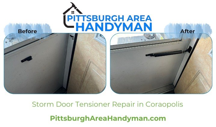 Don't let the storm door smack you on the way out! One easy way to avoid this is to have a broken tensioner so it never closes. Pittsburgh Area Handyman can help you repair your storm doors from tensioners to handles. We can even install new ones for