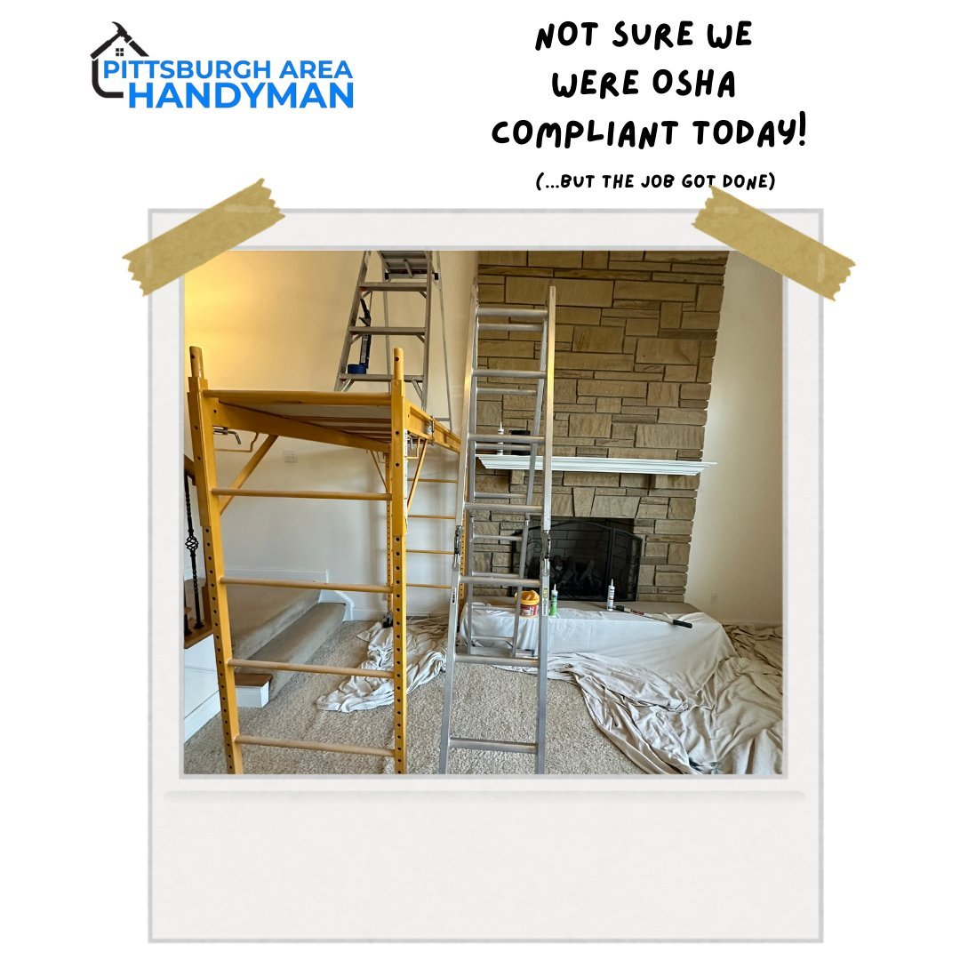 Scaffolding is too short... painters ladder is too short... multi-position ladder is too long (or arms are too short)... MUST FIX MORTAR... 

Need those grout or mortar seems repaired? Hit us up!
https://www.pittsburghareahandyman.com/estimate-page

