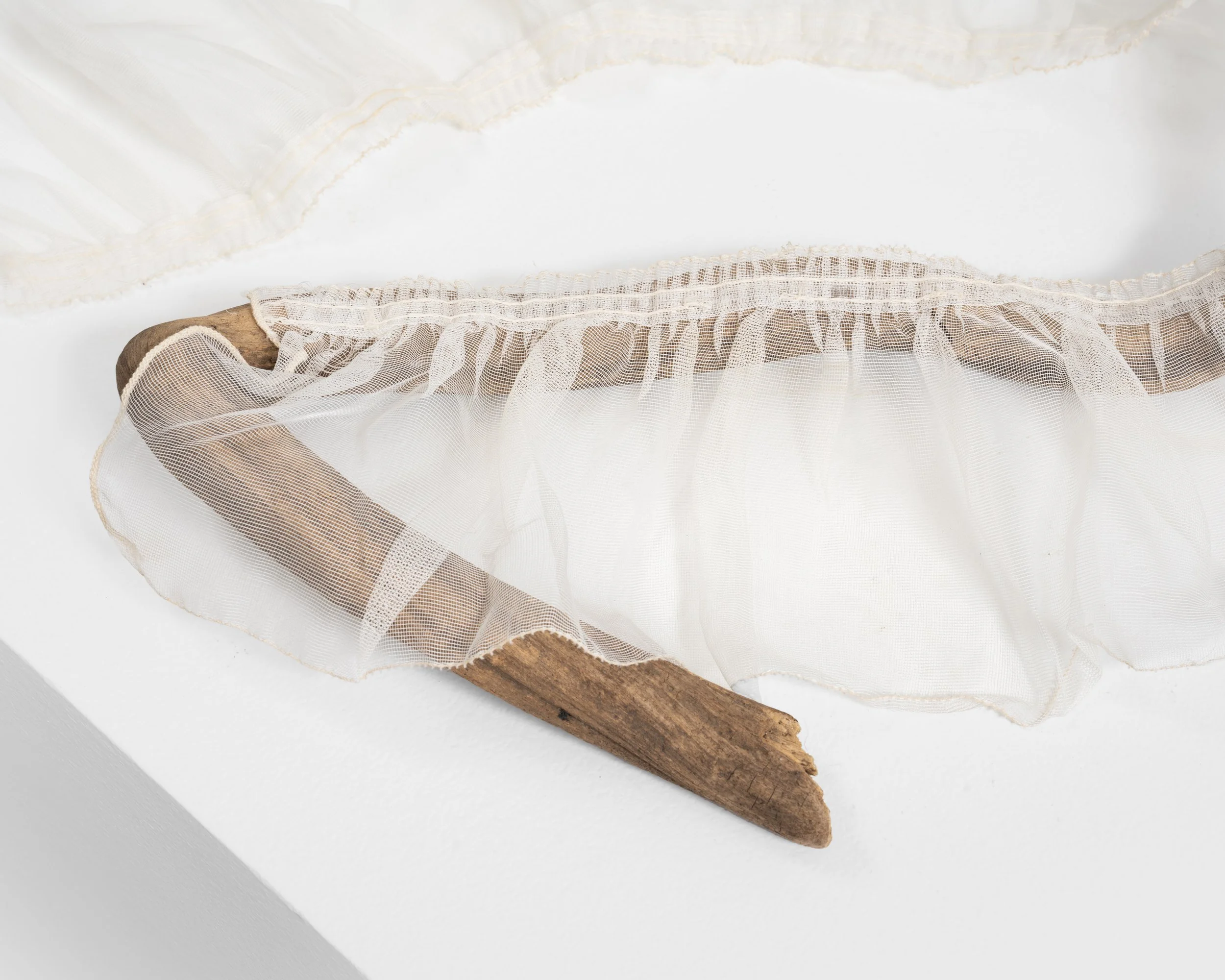 When I Finally Make it Home 
found wood, curtain hem, adhesive 
2021, 6.5" x 16" x 21" 