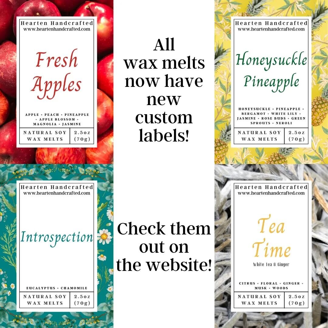I absolutely love these labels I designed! Each wax melt has a unique label for each scent. 

We have so many to choose from, go check them out on the website. The link is in the page's bio.

#waxmelts #labeldesign