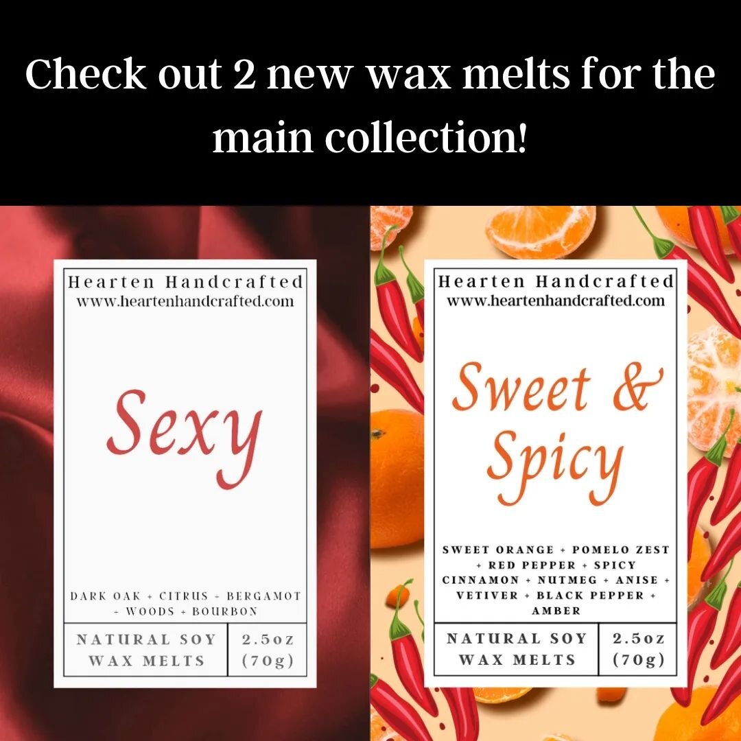 The holiday season is just around the corner. Hearten Handcrafted is expanding the collection of wax melts available to buy. We love these new additions! 

Be on the look out for more new ones around the corner!

#waxmelts #smallbusiness