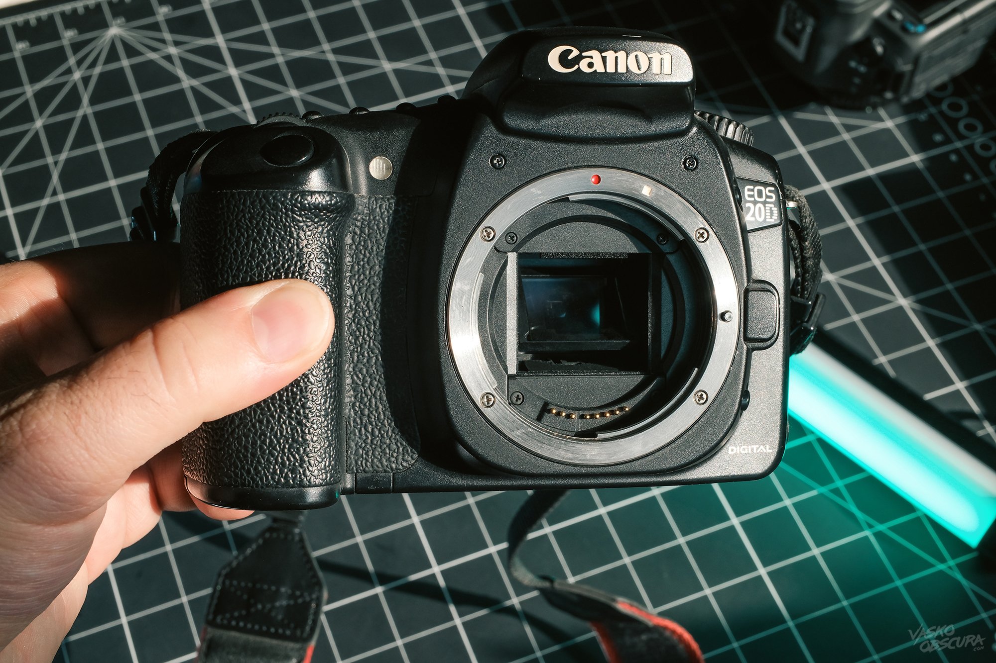 EF mount on the Canon EOS 20D