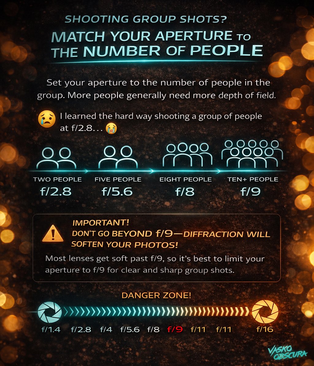 aperture settings for shooting group shots