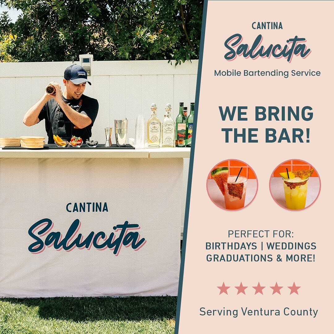 Meet your private party bartender! 🍹

Cantina Salucita is now available for booking for private events! 🥳

We offer:
🍹Hand-Crafted Cocktails
🍸4-Item Cocktail Menu Design
📸 Photo Booth (Select Package)
&amp; More!

Visit CantinaSalucita.com for m