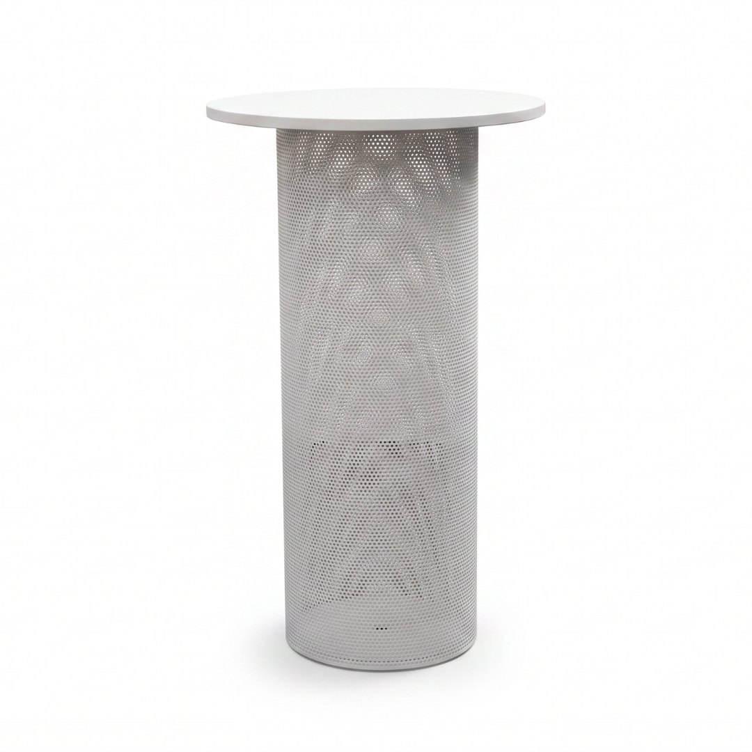 White Mesh Cylinder Leaner