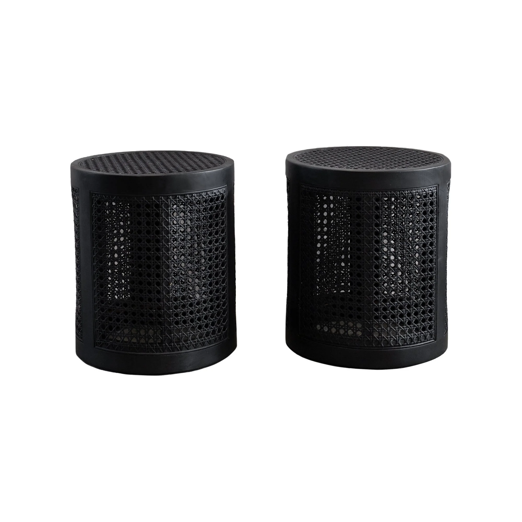 Black Rattan End Table