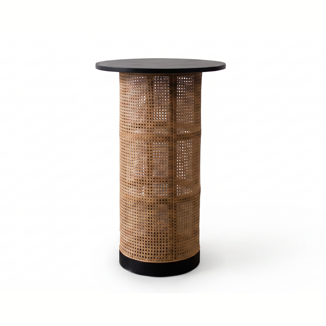 Black/Natural Rattan Bar Leaner