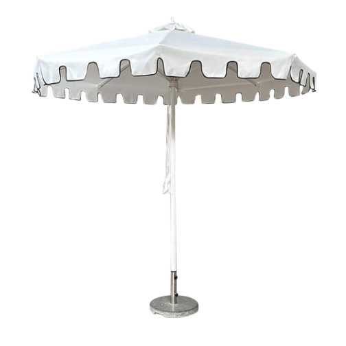 White Euro Black Hem Umbrella