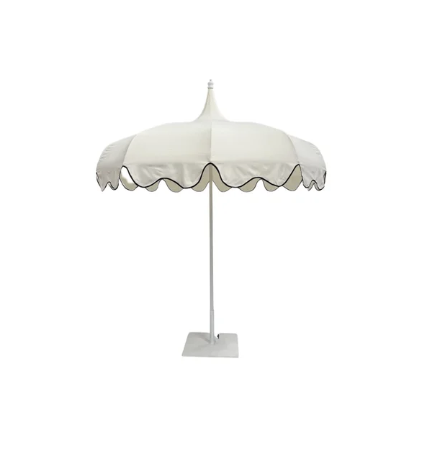 Capri Umbrella - White with Black Hem