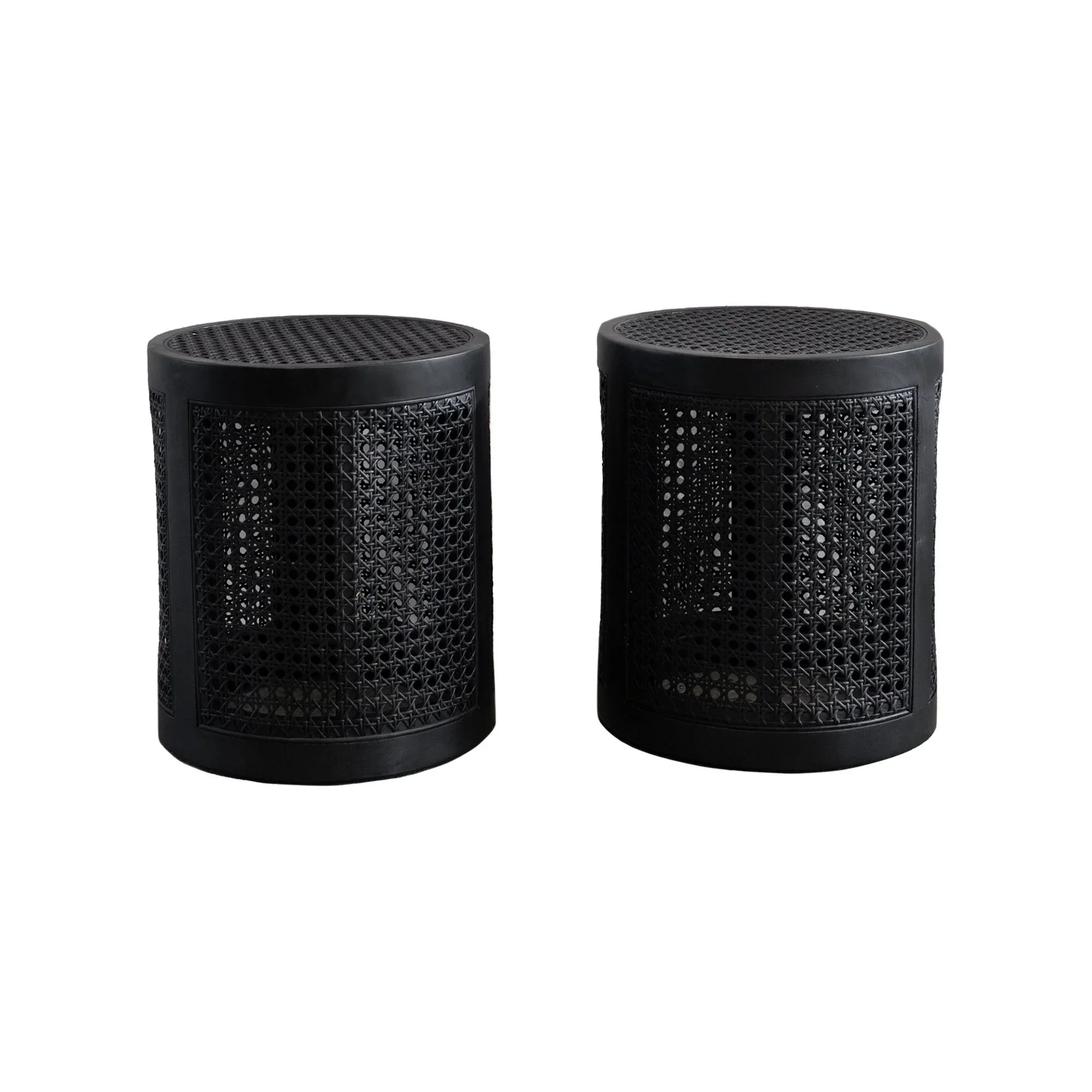 Black on Black Rattan End Table
