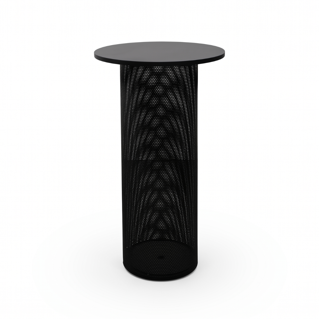 Black Mesh Cylinder Leaner