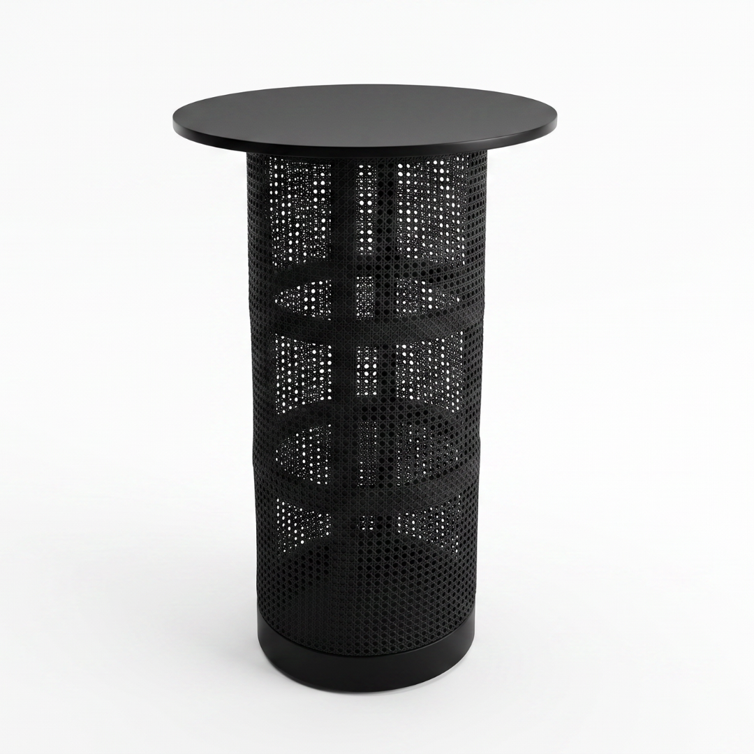 Black on Black Rattan Leaner