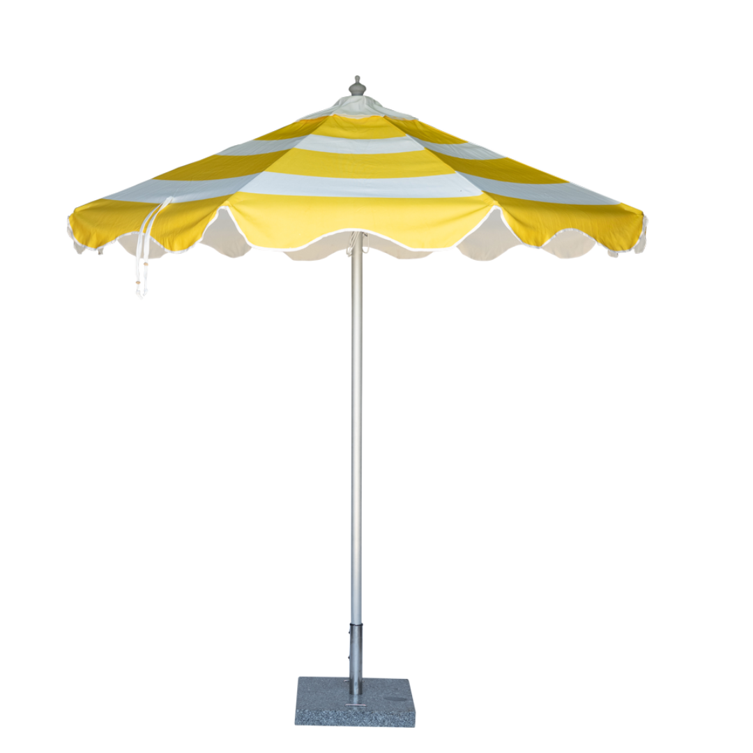 Yellow Striped Scalloped Umbrella