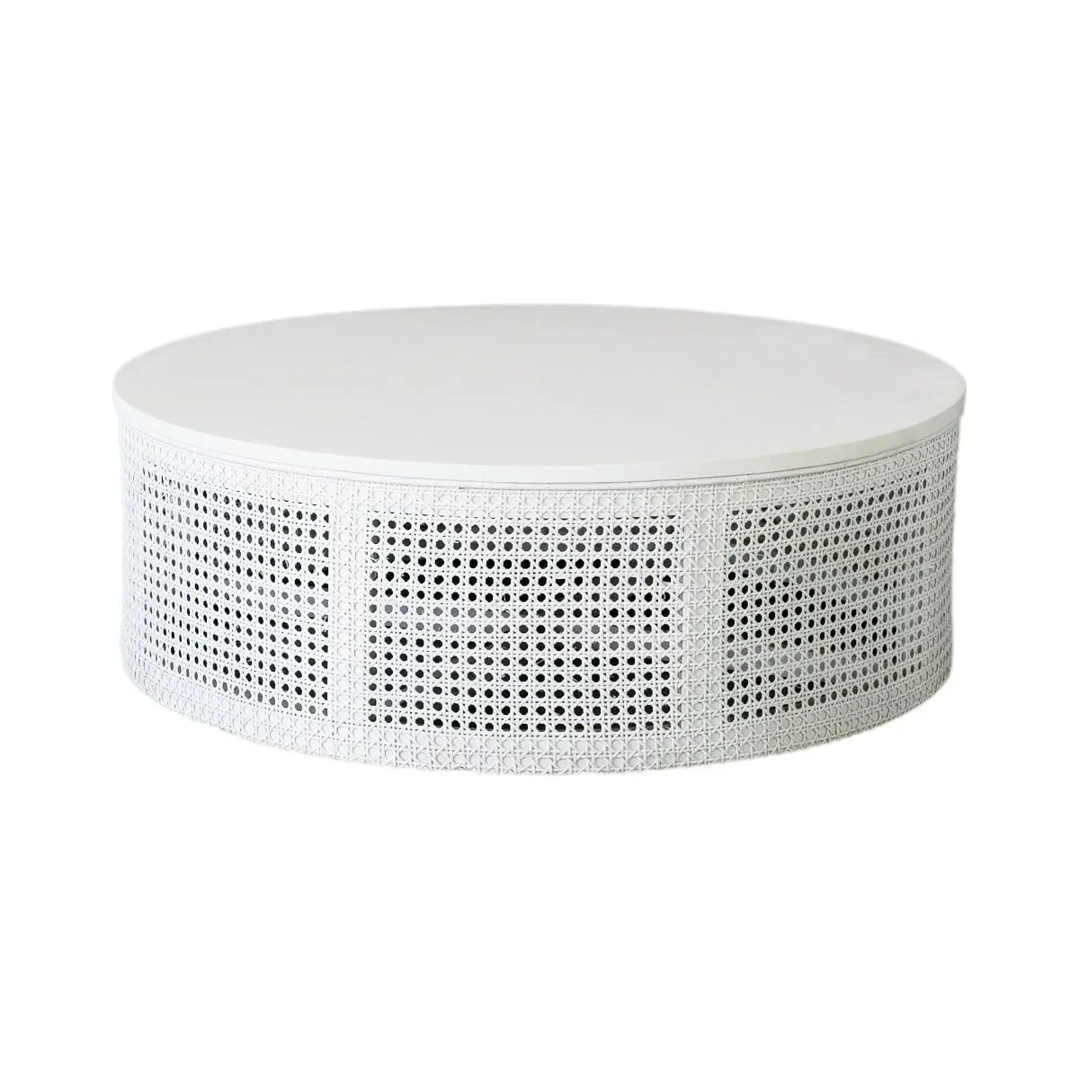 White & Rattan Coffee Table