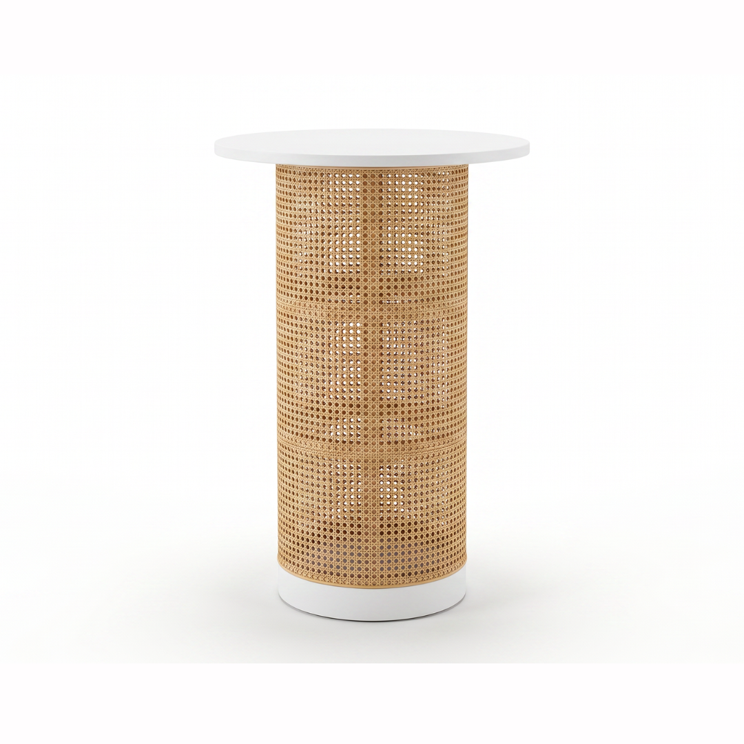White Rattan Bar Leaner