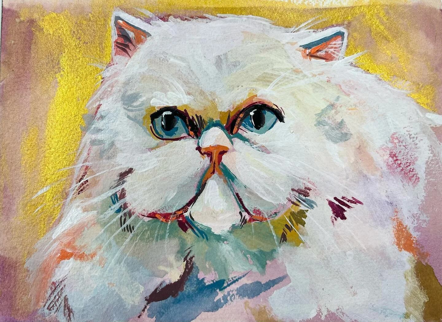 Apparently it&rsquo;s a holiday or something 🤷&zwj;♀️ anyways here&rsquo;s a painting of a cat
-
-
-
#cat #gouache #painting #meow #art #persiancat