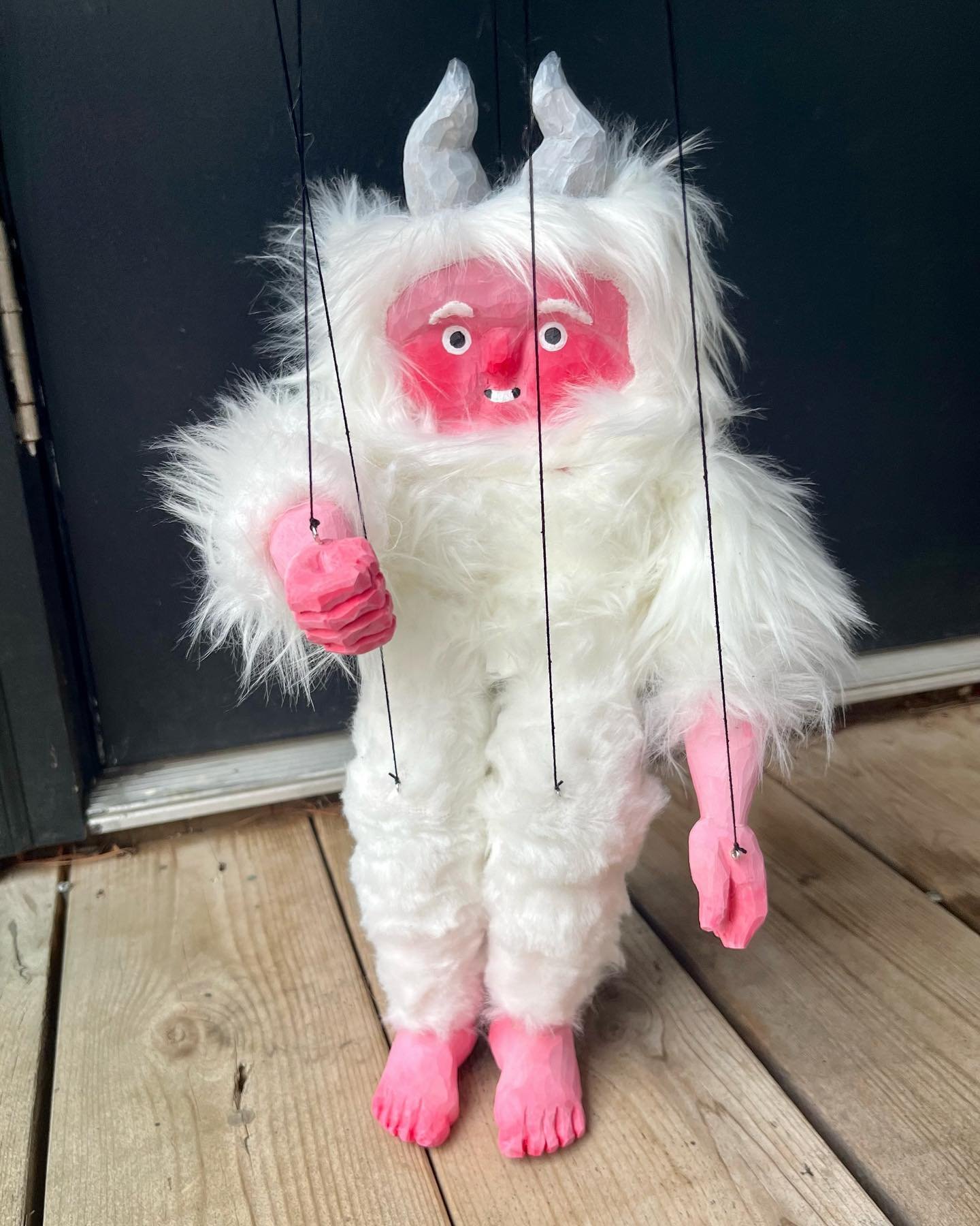 Finished a little yeti friend, currently calling him Yob but open to name suggestions! @puppetsinprague sent us home with leg joints we carved in class, and I&rsquo;ve been working on continuing this guy with my box cutter for the past couple months.