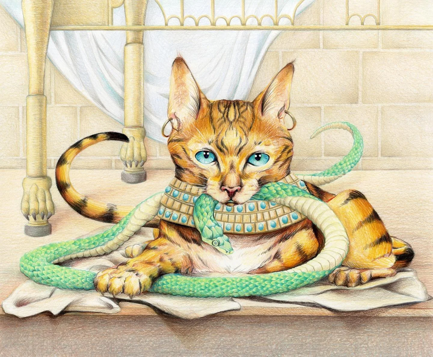 Part of my thesis representing the cultural and literary legacy of the domesticated cat🐈
-
-
-
#cat #feline #monarch #snake #bastet #domesticatedcat #egyptianmau #coloredpencil #orangecat #turquoise #history