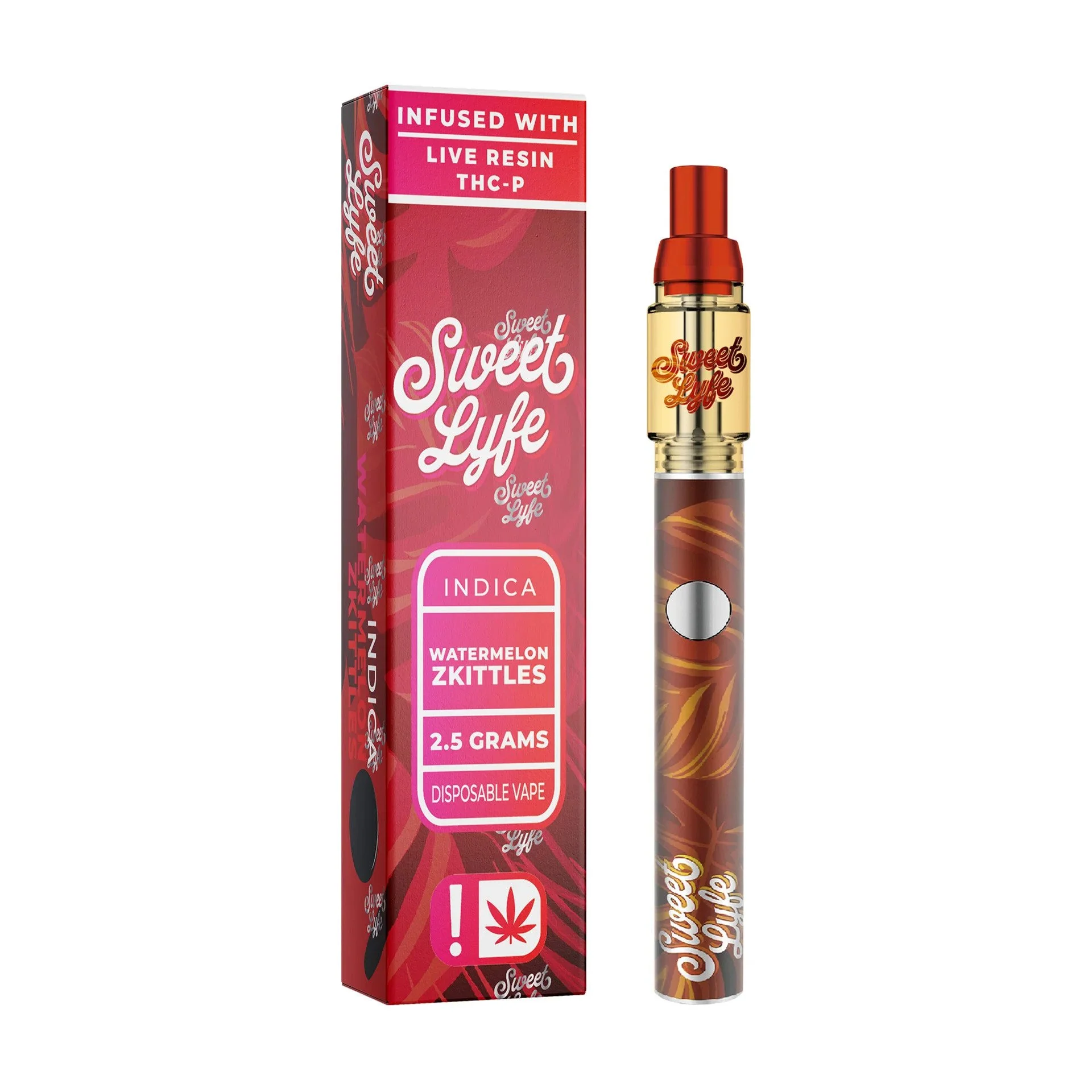 Disposable Vape Pen 2.5ml Infused with Live Resin Delta-8 + THCP - Watermelon Zkitlez- Indica