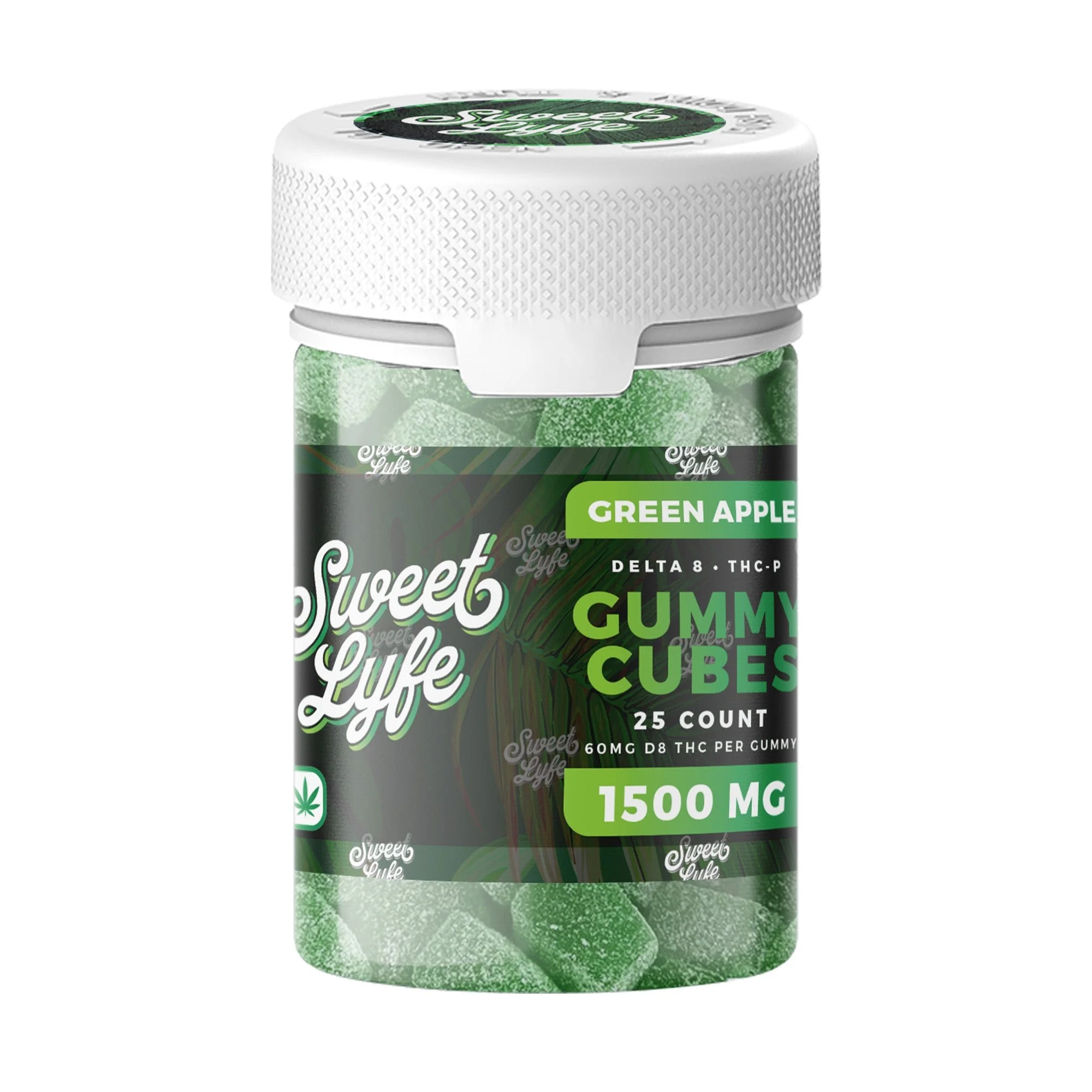 Vegan Gummies 1500 MG D8+THCP - 4oz - Green Apple