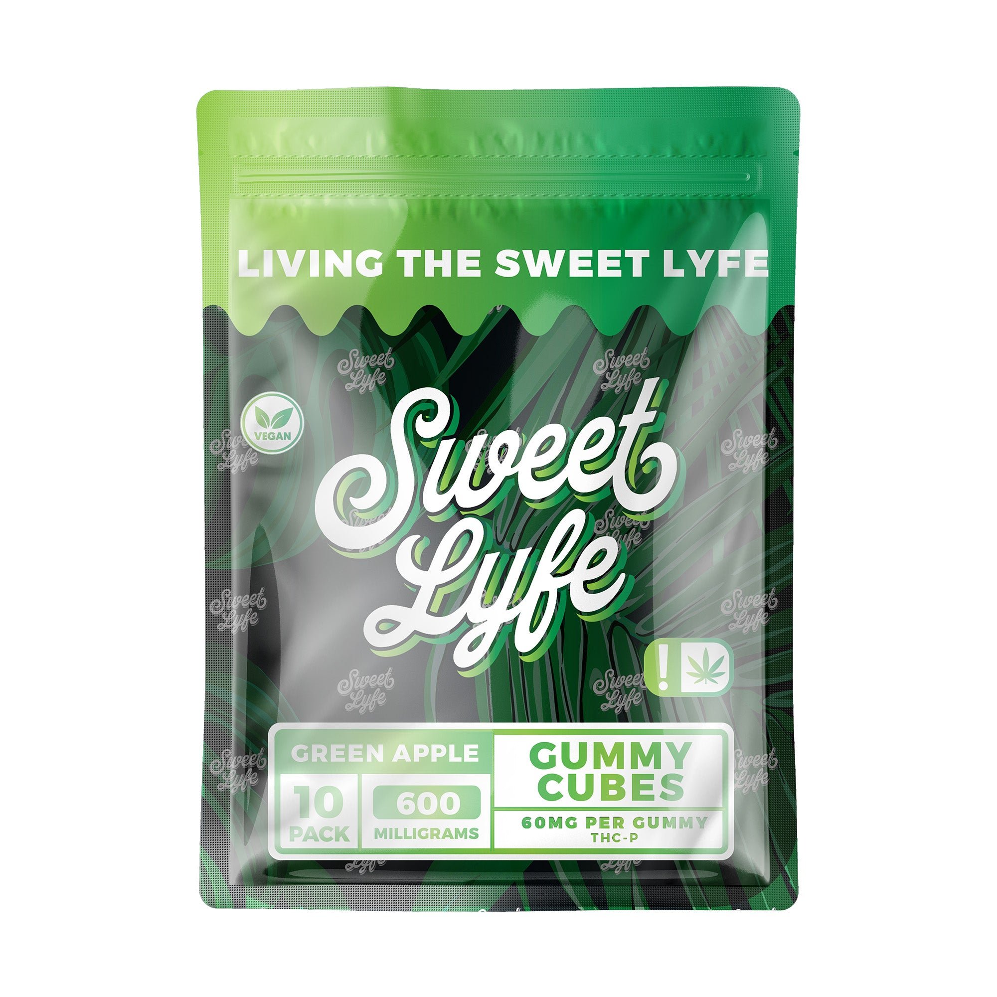 Vegan Gummies 600 MG D8+THCP - Bag - Green Apple
