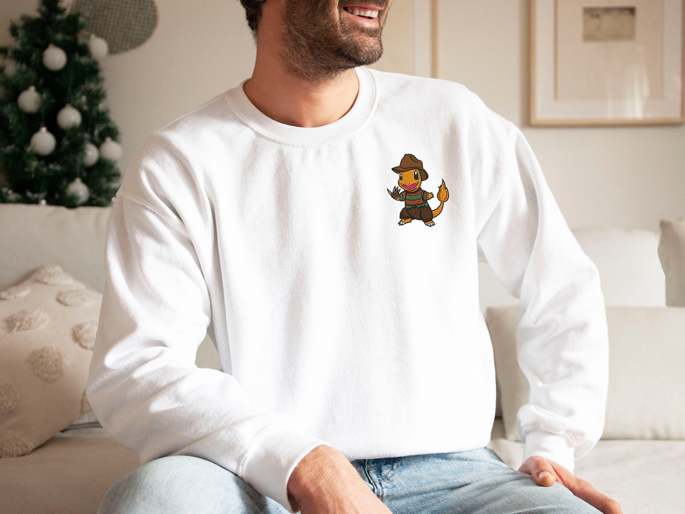 Freddy Krueger Sweatshirt - Charmander Halloween Embroidered Sweater