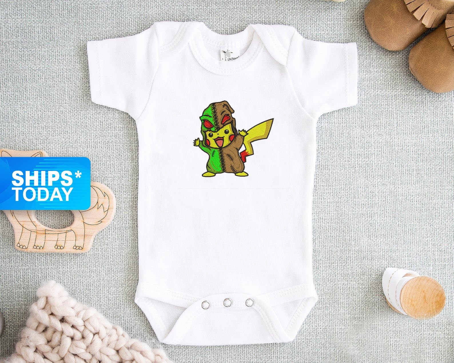 Pikachu Onesie for Babies - Halloween Embroidered Baby Onesie