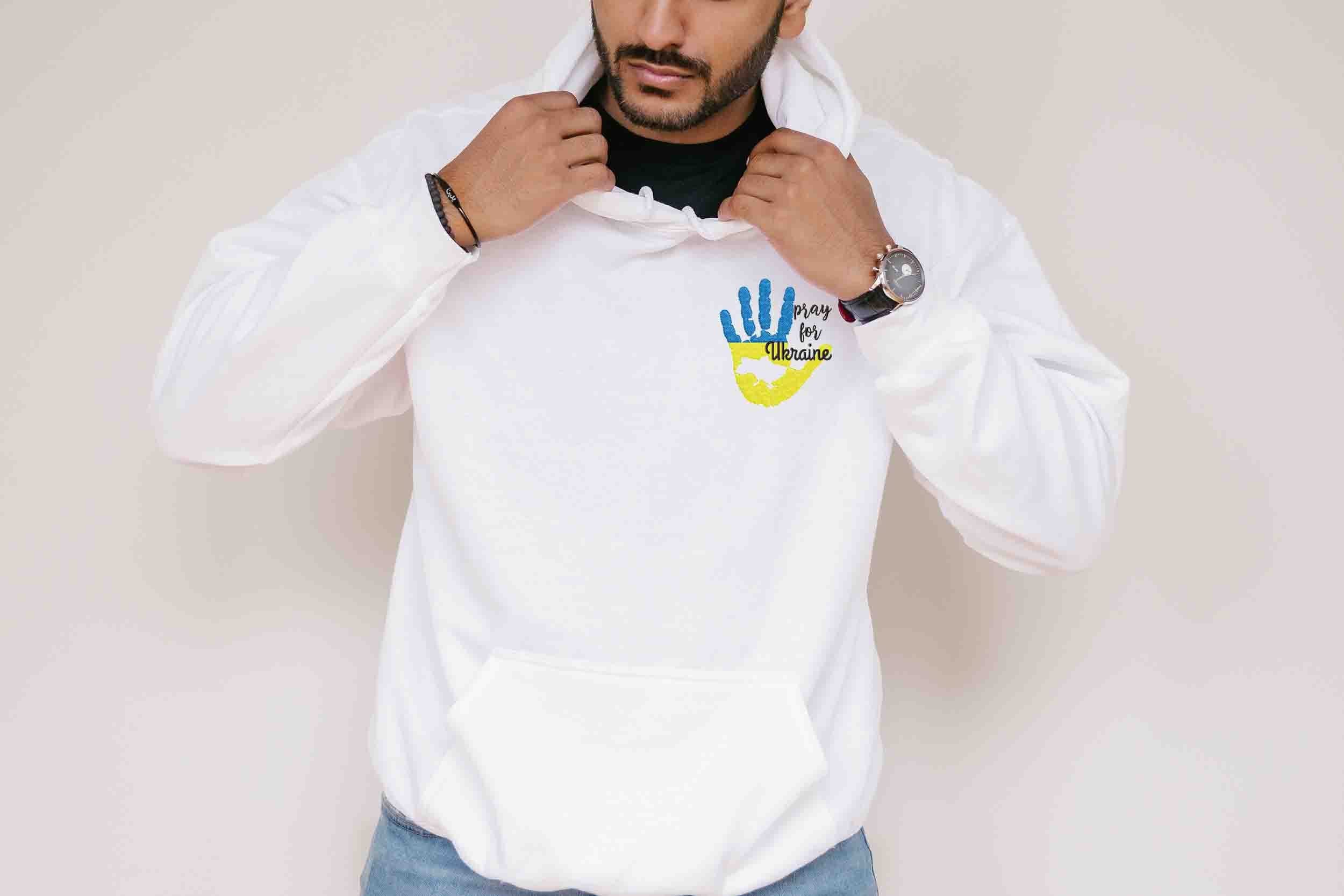 Pray for Ukraine Embroidered Hoodie, Support Ukraine Hoodie, Pray for Ukraine Sweatshirt, Ukrainian Hoodie